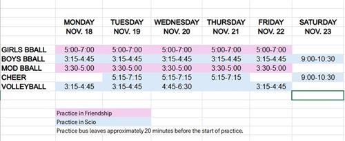 Practice Schedule